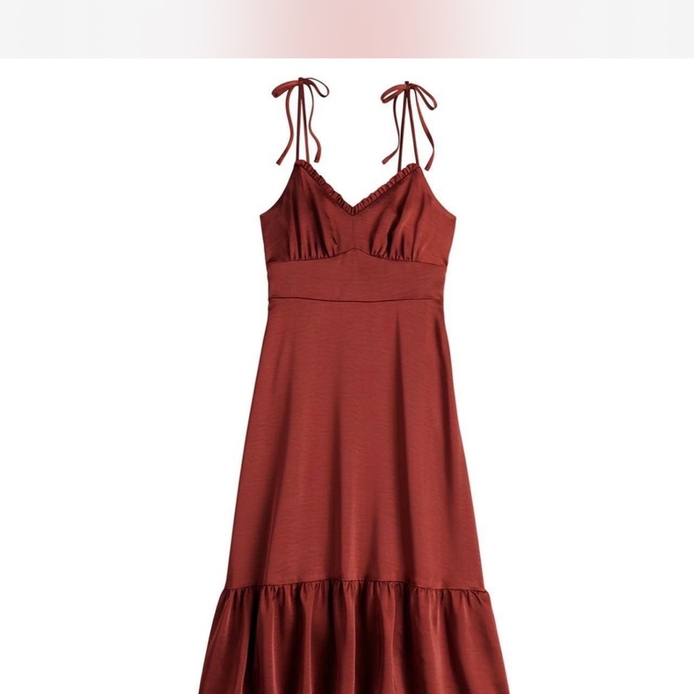 Nine West Rust Tie-Strap Midi Dress